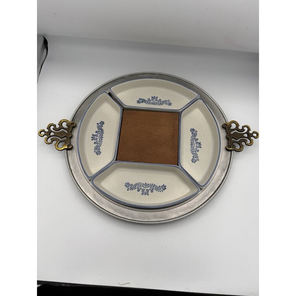 Vintage Pealtzgraff Yorktown Appetizer Platter 4 Trays & Cheese board EUC